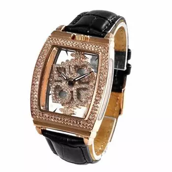 Часы costick из натуральной кожи, квадратные, круглые, с большим циферблатом и вращающимся циферблатом x AROUND-WATCH (Черное золото)