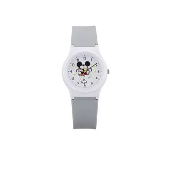 Часы Cue and Cue Analog Kanahei Mickey Mouse 10 ATM водонепроницаемый уретановый ремень для девочек коричневый [Citizen Q&Q] V06A-513VK серый