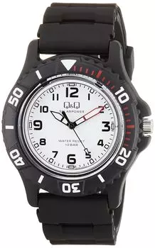 Часы Cue and Cue Analog Solar 10 ATM Водонепроницаемый уретановый ремень Черный [Citizen Q&Q] E02A-002VK Мужские