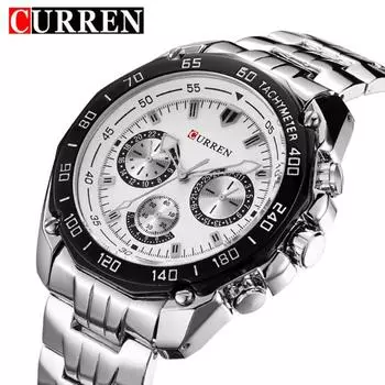 Часы CURREN с ремешком из нержавеющей стали для мужчин, модные армейские военные кварцевые мужские часы, спортивные наручные часы, мужские часы