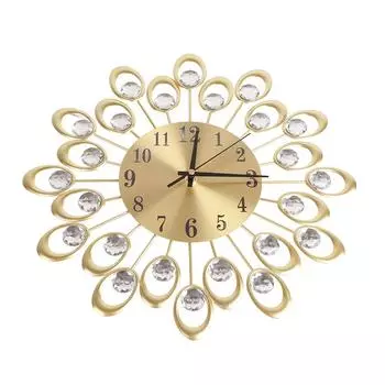 Часы-цветы в европейском стиле, железные, на батарейках, бесшумные, легко читаемые, для дома и офиса (Золото)