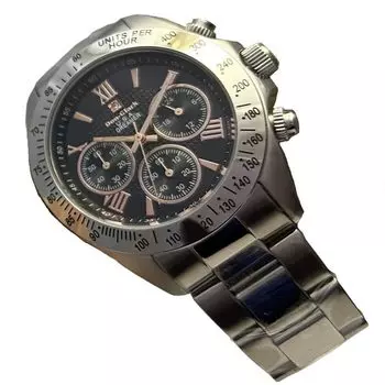Часы Dan Clark Chrono USA Dreamer с черным циферблатом и кристальным стеклом, водонепроницаемые, 10 АТМ, полностью из нержавеющей стали, с инструментом для регулировки ремня, золотые, мужские