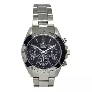 Часы Dan Clark Chrono USA Dreamer с черным циферблатом и кристальным стеклом, водонепроницаемые, полностью из нержавеющей стали, с инструментом для регулировки ремня, мужские