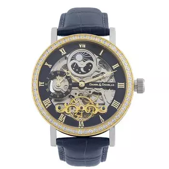 Часы Daniel Douglas Watch, автоматические механические часы-скелетоны с синтетическим бриллиантом DANIEL&DOUGLAS & мужские DD8806D-GPNV тёмно-синий
