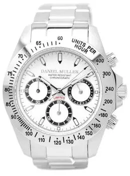 Часы DANIEL MULLER, полностью из нержавеющей стали, хронограф, белые [Daniel Muller] мужские DM-2003WH белый