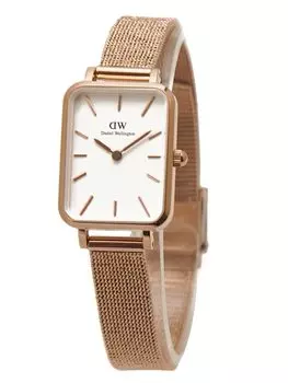 Часы DANIEL WELLINGTON QUADRO PRESSED MELROSE сетка розовое золото белый DW00100431 женские [Товар]