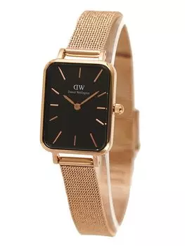 Часы DANIEL WELLINGTON QUADRO PRESSED MELROSE сетка розовое золото черный DW00100432 женские [Товар]
