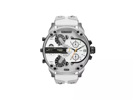Часы DIESEL MR.DADDY мужские TIMEFRAME DZ7401 с белым кожаным ремешком из нержавеющей стали