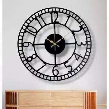 Часы для гостиной, спальни, офиса, кухни, стильные аналоговые настенные часы для дома и прихожей, дизайнерские современные настенные часы большого размера(50см), черный 50 x 50 cm