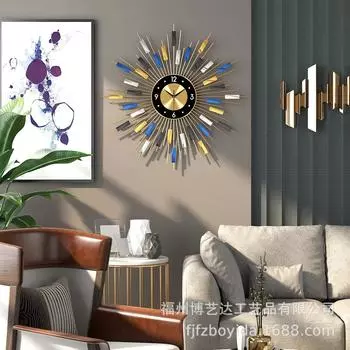 Часы для гостиной в скандинавском стиле Современные минималистичные и роскошные настенные часы Бесшумные часы без перфорации