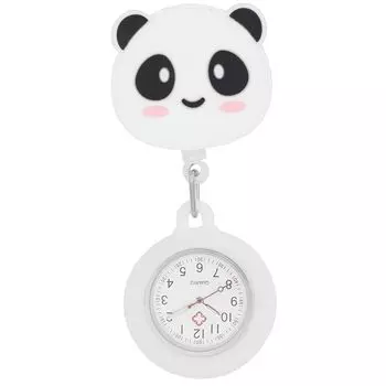 Часы для медсестры карманные часы с зажимом Легко читаемые карманные часы для медсестер унисекс день рождения простые и водонепроницаемые Расширяемые милый смайлик с зажимом (панда)