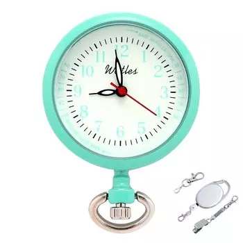 Часы для медсестры Watles, карманные, японский кварцевый и перевернутый циферблат, сменные, водонепроницаемые, светящиеся, 3 типа цепочек (Тиффани Блю)