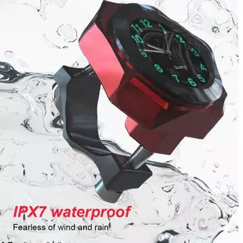 Часы для мотоцикла на руль 22-28 мм IPX7 водонепроницаемые алюминиевые часы для Yamaha Kawasaki Honda Suzuki аксессуары красный