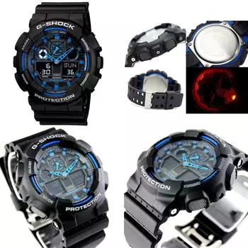 Часы для офицера полиции, гражданского служащего, водонепроницаемые, 20 АТМ, цифровой анализатор, пластиковый пояс, самооборона, G-SHOCK, большой корпус, мужские (ГА-100-1А2