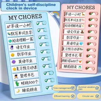 Часы для самодисциплины для детей и взрослых, раздвижные часы с 100 белыми картонными двухсторонними карточками для отслеживания задач, листами заданий белый