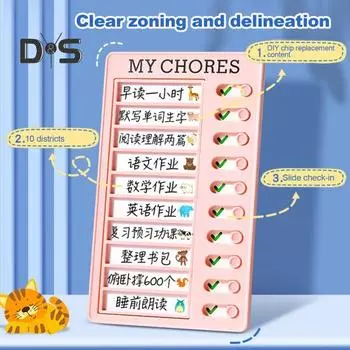 Часы для самодисциплины для детей и взрослых, раздвижные часы с 100 белыми картонными двухсторонними карточками для отслеживания задач, листами заданий светло-бежевый