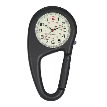 часы для скалолазания на открытом воздухе с брелоком унисекс: водонепроницаемый, непромокаемый спортивный ночной светильник, практичные часы-клипса, часы для медсестры - черные