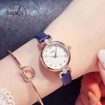 Часы для студентов, модные и простые женские кварцевые часы, часы со стразами для студентов, женские часы