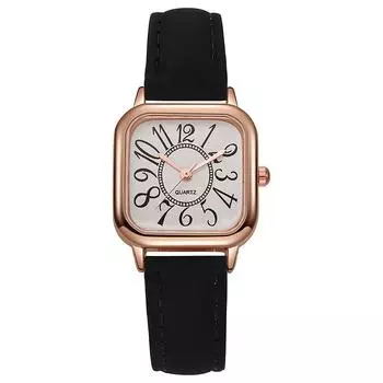 часы для женщин Модные прямоугольные кварцевые наручные часы для женщин Повседневные брендовые римские циферблаты женские часы чёрный