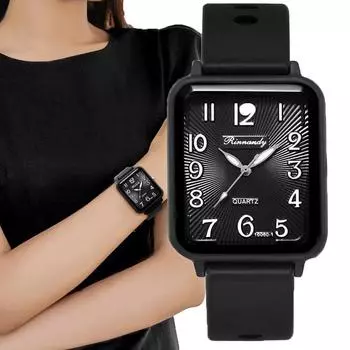 Часы для женщин Прямоугольные цифровые часы Простые женские кварцевые наручные часы с силиконовым ремешком Женские часы розовый