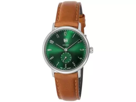 Часы Dufa Gropius с зеленым циферблатом и коричневым ремешком, кварцевые, женские, кожаные, DF-7001-0M, НОВЫЕ