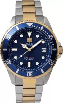 Часы Elgin ELGIN для дайвинга на солнечных батареях, водонепроницаемость 20 АТМ, синий циферблат [] мужские FK1426TG-BL