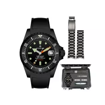 Часы ENRIVA с вращающимся в обратном направлении безелем, автоматические часы с индикацией даты, профессиональная водонепроницаемость 1000 метров, спортивный дайверский стиль, сапфировое стекло, футляр