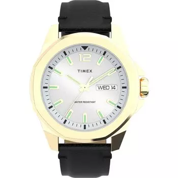 Часы Essex Ave Silver Dial Brass Mineral Glass Quartz Watch Brand TW2W43200 Black [TIMEX] Мужские [Товар] чёрный