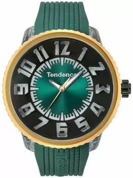 Часы FLASH Flash Dial из нержавеющей стали с минеральным стеклом, кварцевые, 51 мм, часы TY532001, зеленые [Tendence], зеленые/черные, мужские [Товар] зелёный