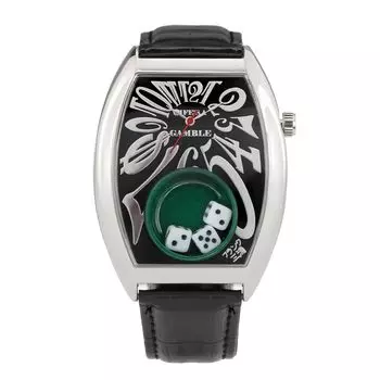 Часы Frank Miura FRANK MIURA Macau Gambling Watch Reprint Dice Casino Leather Belt Black Men s (Серебряный черный)