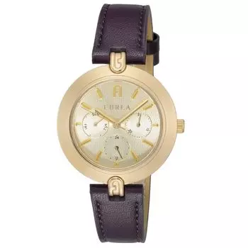 Часы FURLA LOGOLINKS MULTIFUNCTION с золотым циферблатом из нержавеющей стали, кварцевые часы, ювелирные изделия, аксессуар WW00030009L2, коричневые [Furla] 35,5 мм, женские [Товар]