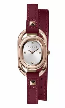 Часы FURLA STUDSINDEX с заклепками, серебряный циферблат, кварцевые часы из нержавеющей стали, ювелирные изделия, аксессуар WW00009001L3, красные [Furla] 28,5 мм, женские [Товар] красный
