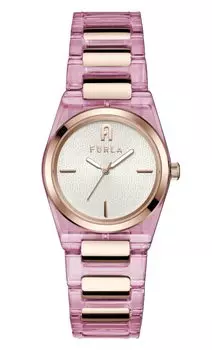 Часы FURLA TEMPO MINI с белым циферблатом из ацетата, кварцевые часы, ювелирные изделия, аксессуар WW00028006L3, розовые [Furla] 32,5 мм, женские [Товар]