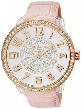 Часы Glam White Dial Polycarbonate Mineral Glass Quartz Watch TY430141 Pink [Tendence] 48.5MM Womens [Товар] розовый