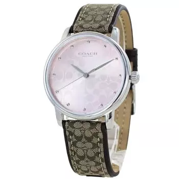 Часы Grand Leather Strap Analog Watch Pink Brown Khaki 14503404 [Coach] Женские Женские [Товар]