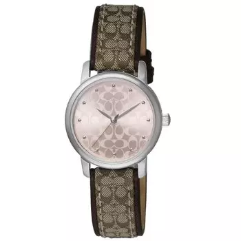 Часы GRAND Pink Dial Stainless Steel Quartz 28MM Watch 14503399 Silver [Coach] Женские [Товар] розовый