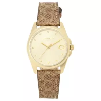 Часы GRASON Signature C Canvas 28 мм циферблат из желтого золота кварцевые часы 14504107 коричневые [Coach] женские [Товар]