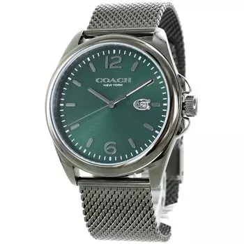 Часы Grayson из нержавеющей стали с зеленым циферблатом цвета оружейной стали 14602619 [Coach] Мужские [Товар]