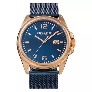 Часы GREYSON Blue Dial Quartz Daily Waterproof Mineral Glass 41mm 14602620 Navy [Coach] Мужские [Товар] синий