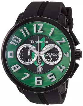 Часы Gulliver Round Chronograph Gulliver Round Chronograph Зеленый циферблат Нержавеющая сталь Минеральное стекло Кварцевые часы 51MM TG460010S Черные [Tendence] зелёный