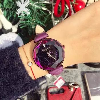 Часы Gypsophila для женщин, многогранный циферблат со звездным небом, модный пояс, кварцевые часы для женщин