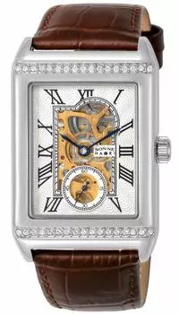 Часы H021 Серебряный циферблат из нержавеющей стали с ручным заводом 41MM Часы H021SSZBR Коричневые [Sonne] Мужские