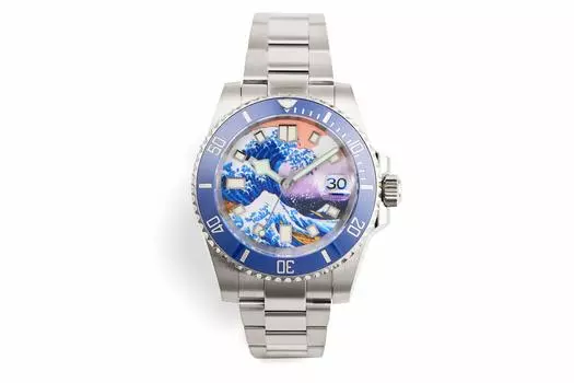 Часы HAMAYOTA с японским автоматическим заводом Great Wave off Kanagawa, мужские, дайверские синий