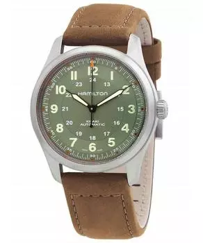 Часы Hamilton Khaki Field с титановым зеленым циферблатом, 25 камней, автоматические, H70205860, 100M, унисекс зелёный
