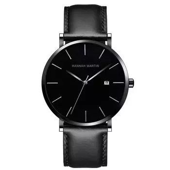 Часы Hannah Martin, водонепроницаемые, простые, деловые, дата, день недели, мужские часы, мужские, мужские, мужские (черный)