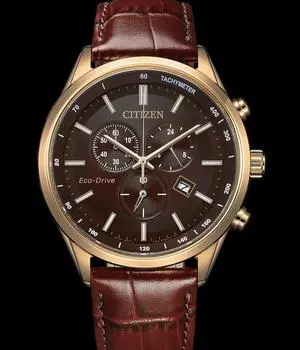 Часы-хронограф CITIZEN Eco-Drive с сапфировым кожаным ремешком AT2573-07X