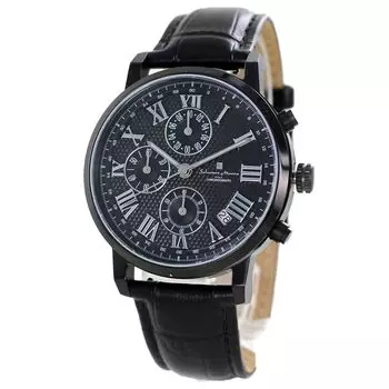 Часы хронограф дата календарь кожаный ремешок кожаные часы [Salvatore Mara] мужские [] № 5