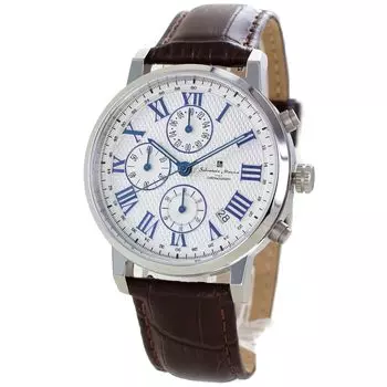 Часы хронограф дата календарь кожаный ремешок кожаные часы [Salvatore Mara] мужские [] № 1