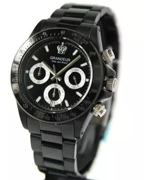 Часы-хронограф Grandeur, изготовленные в Японии, водонепроницаемые, 10 АТМ, с черным IP-покрытием, JGR005W1 [GRANDEUR] для мужчин