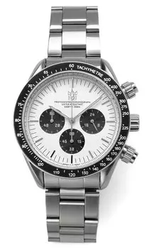 Часы-хронограф Hyakuichi, водонепроницаемые, кварцевые, белые, Panda [HYAKUICHI 101] № 12, мужские, для дайвинга, без даты белый